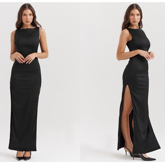 HOUSE OF‎ CB 'Filomena' Black Maxi Dress NWOT high neck NWOT size XS - Picture 2 of 10